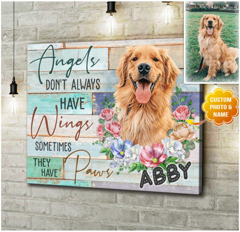 Angels Don’T Always Have Wings Pet Memorial Horizontal Poster Canvas For Home Decoration