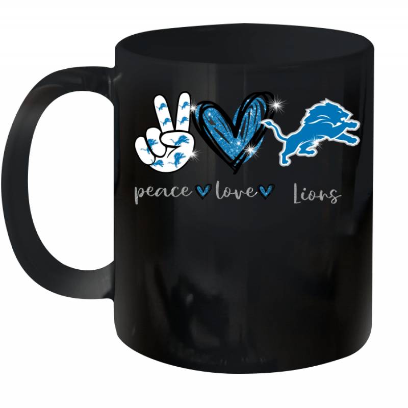 Peace Love Lions gift for Detroit Lions Fans Ceramic Mug 11oz