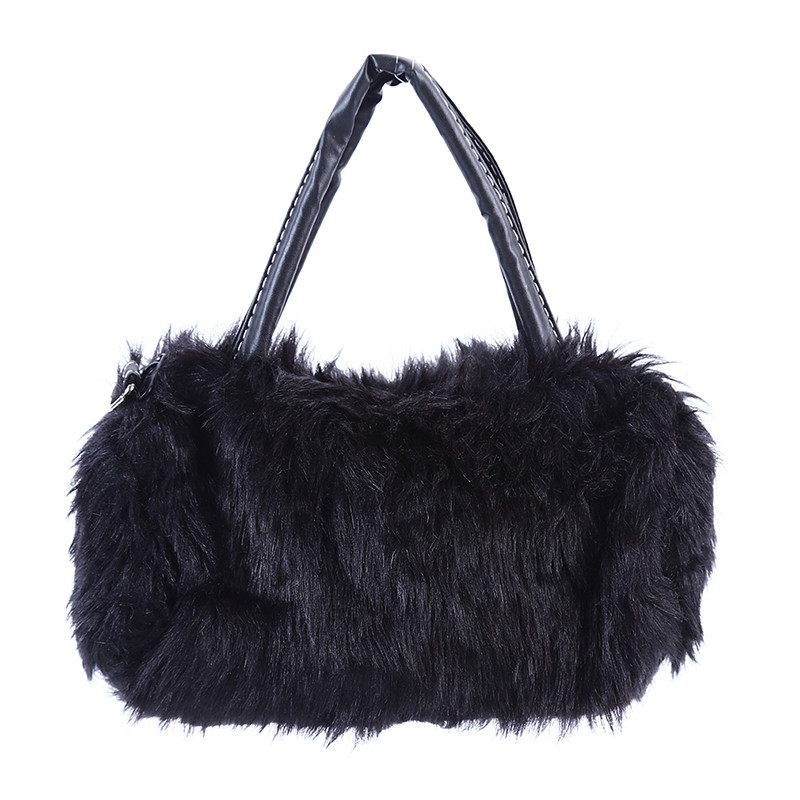 New Lady Girl Pretty Cute Faux Rabbit Fur Handbag Shoulder Messenger Bag Tote Fashion Women Long Fur Grass Handbag Messenger Bag alx