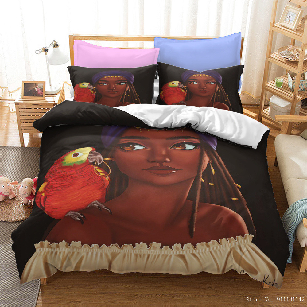 3D Beautiful Sexy African Print Bedroom Decoration Bedding Set Down Quilt Cover Pillowcase Full-Size Home  Duvet Covers