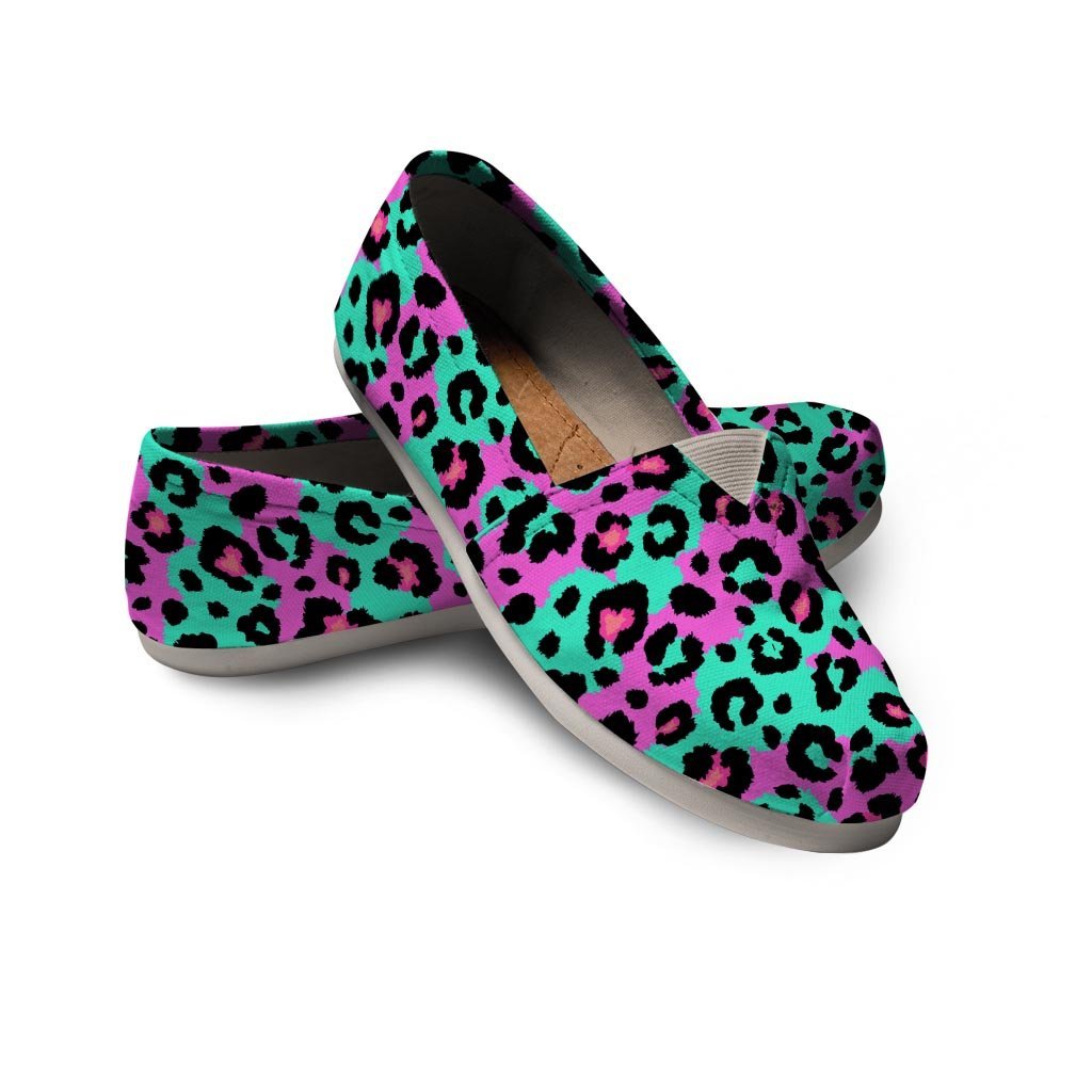 Teal Pink Leopard Canvas Shoes