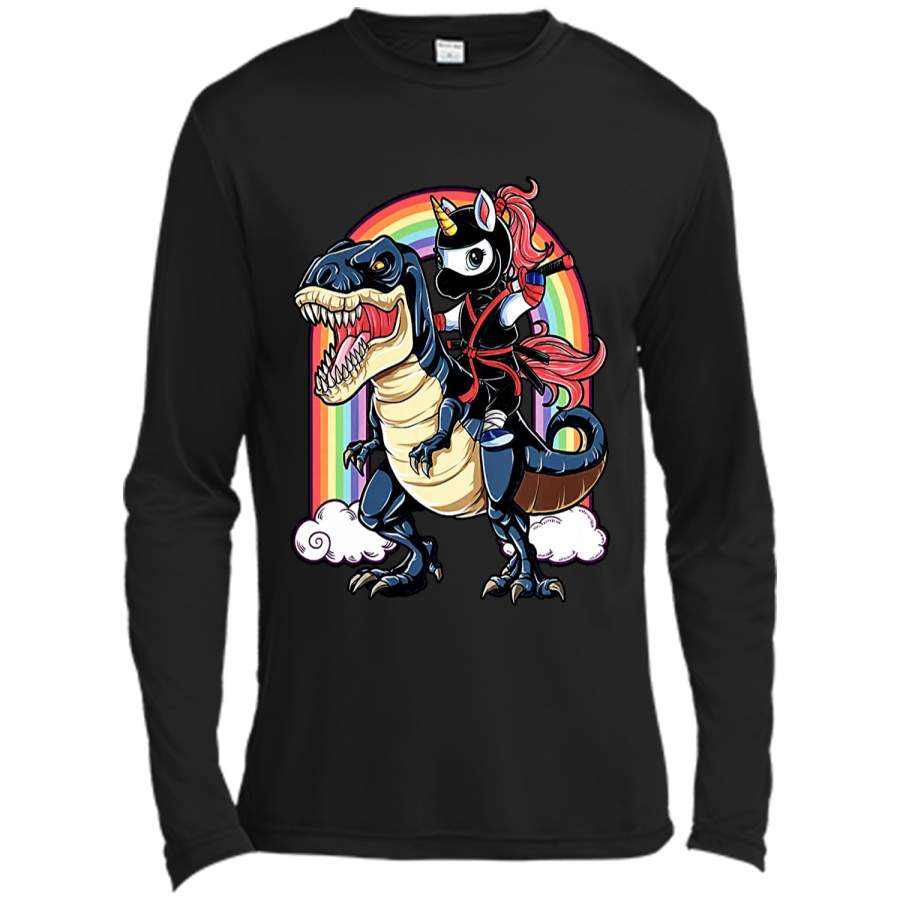 Unicorn Riding Dinosaur Shirt Funny Unicorn Ninja Shirt Long Sleeve Moisture Absorbing Shirt