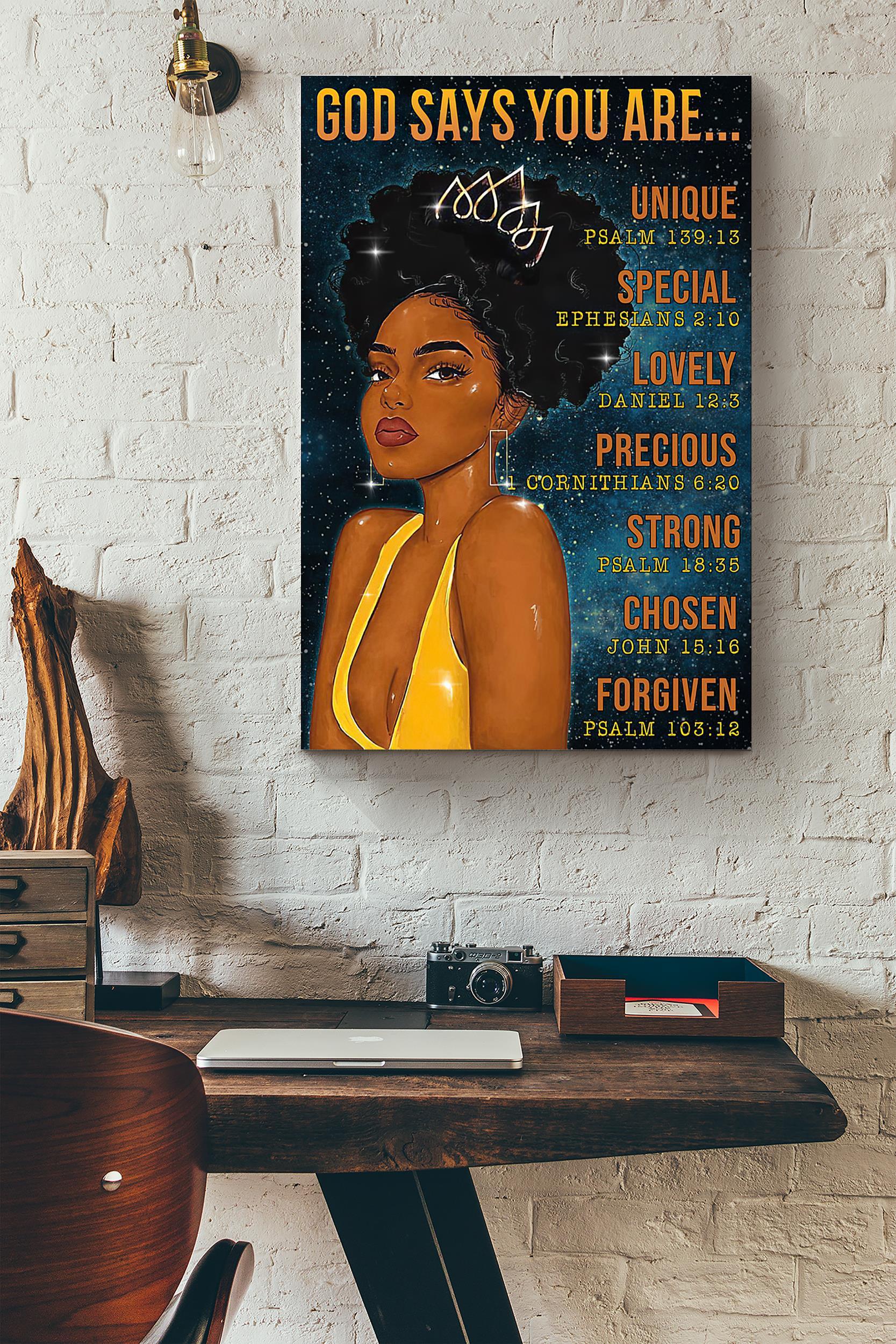 Black Queen God Says You Are Unique Precious Strong Poster Wrapped Canvas