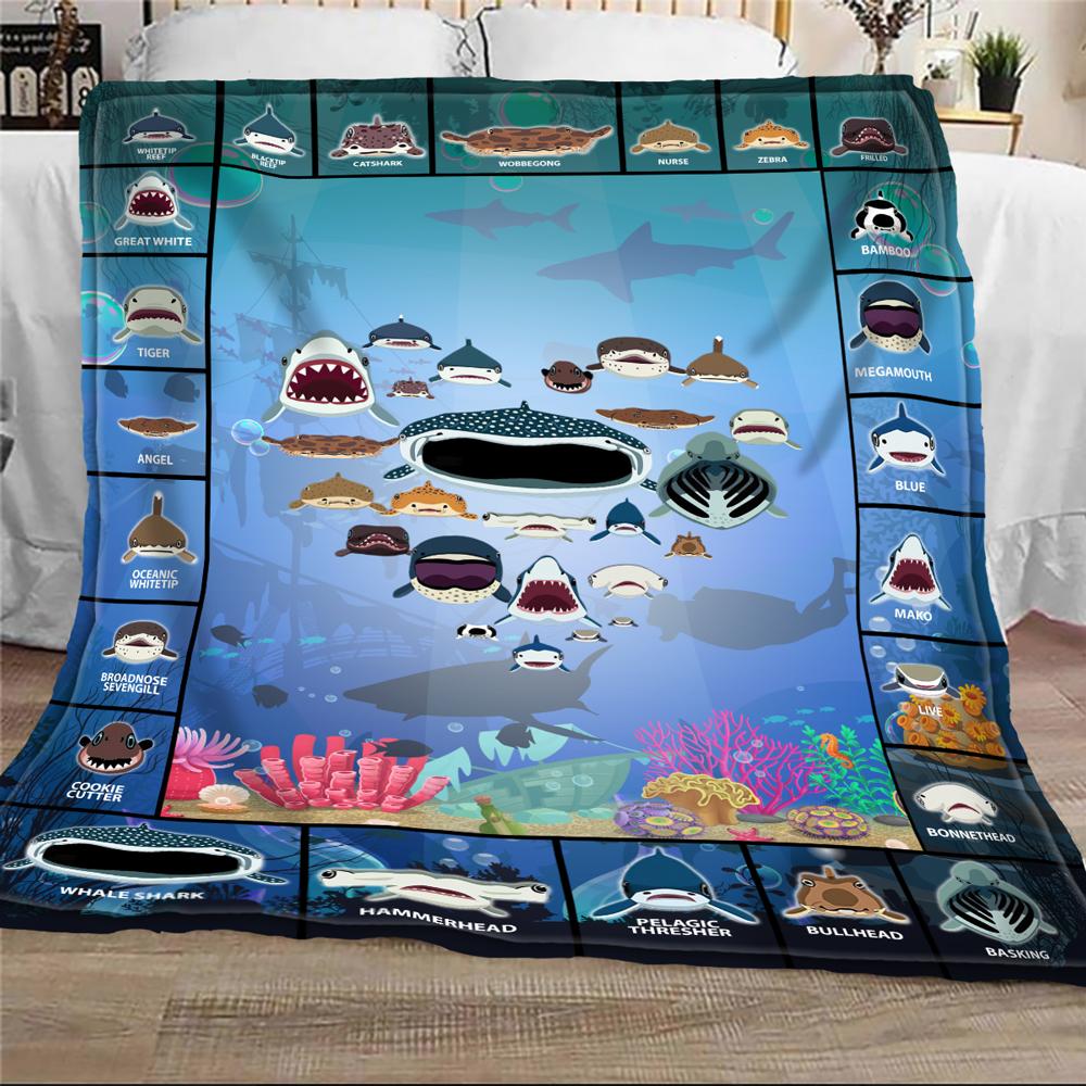 Shark Lovers 2 Blanket  Fleece Blanket  Gift For Shark Lovers