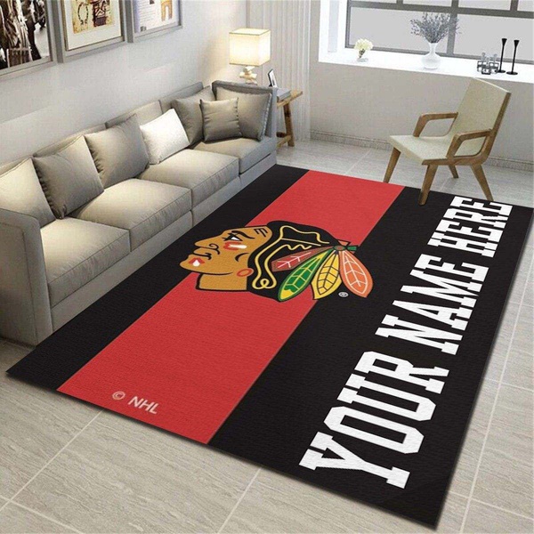 Chicago Blackhawks Personalized Area Rug,Living Room Bedroom Carpet,Customized Floor Mat