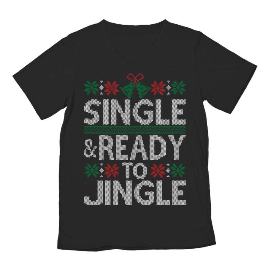 Single & Ready to Jingle Ugly Christmas V-Neck T-Shirt