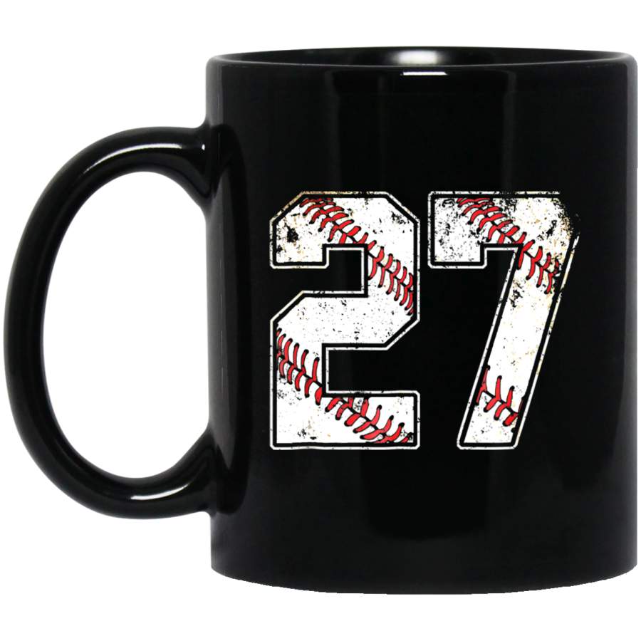 #27 Baseball Jersey Number 27 Retro Vintage Mug Black Mug