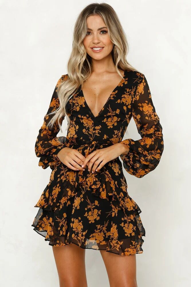 Women Fashion Floral Dress Lantern Sleeve Deep V-Neck Sexy Loose Autumn Summer Casual Flowers Elegant Printing Dresses 2022 New alx