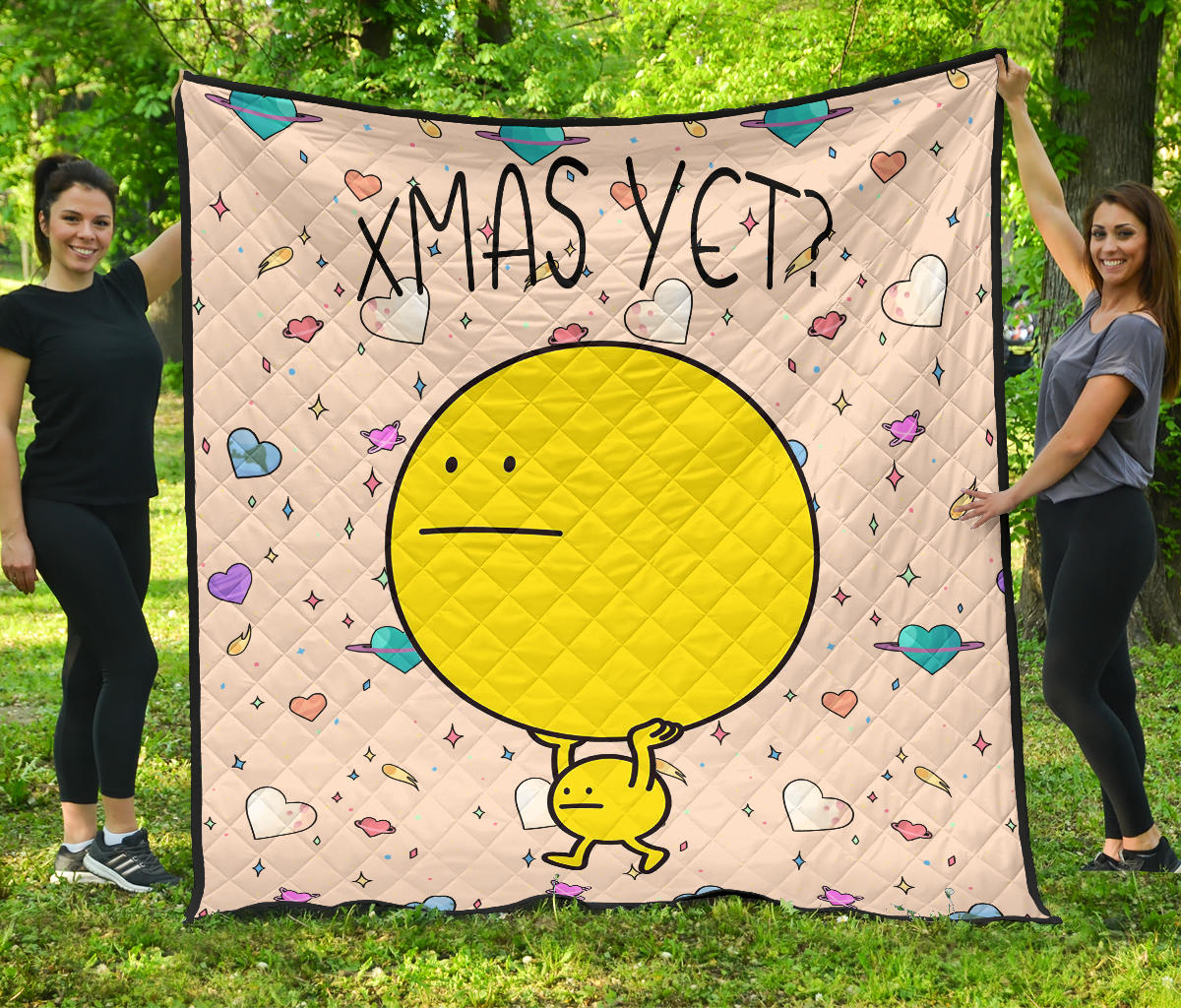 Christmas Premium Quilt | Walking Neutral Face Emoji Wonder Xmas Yet Quilt Blanket Nt101106