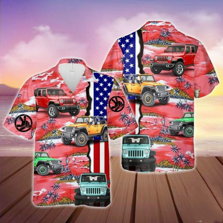 Hawaii Aloha Shirts Jeep America Sunset Island Ha45839