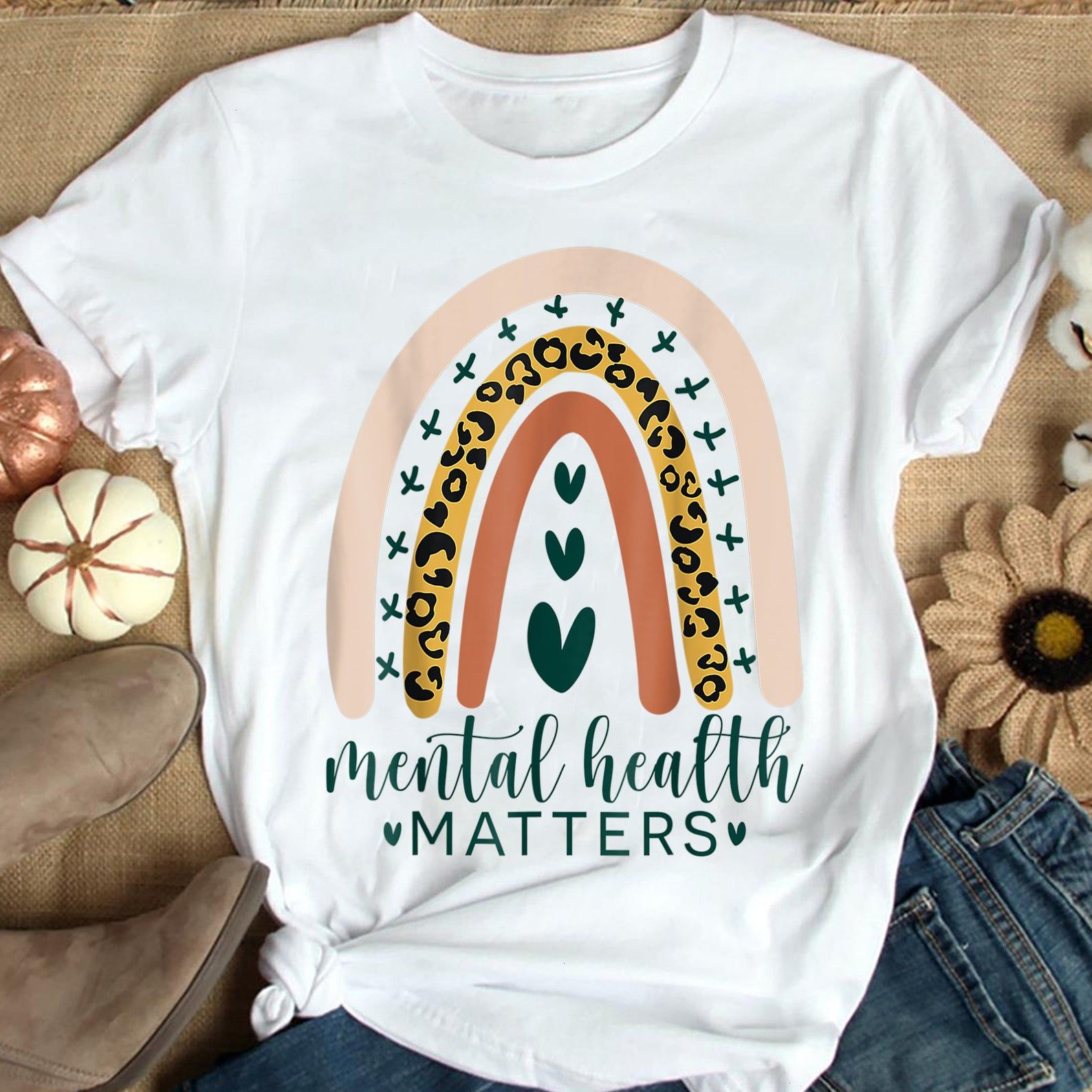 2021 Gifttal Health Matters Leopard Shirtboho Rainbow Awareness Shirtmothers Day Shirtgift For Bestiegift For Friends