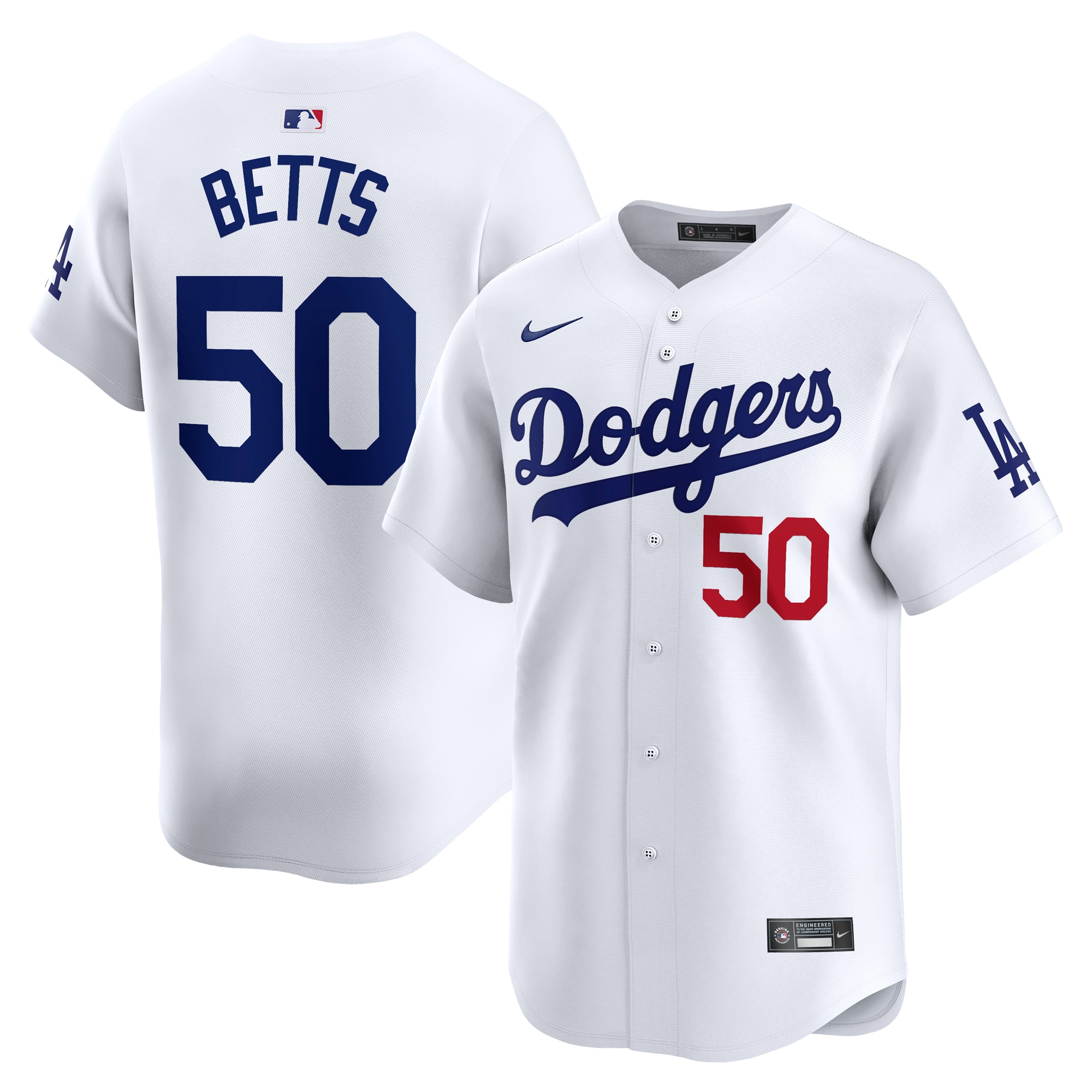 Mookie Betts Los Angeles Dodgers Youth Home Limited Player Jersey – White 2