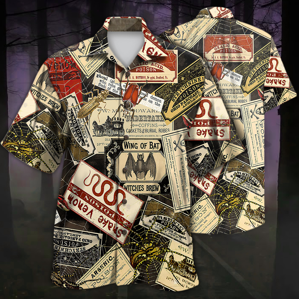 Wicked Witches Labels Poison Acid Halloween Hawaiian Shirt | For Men & Women | Adult | Hw9061