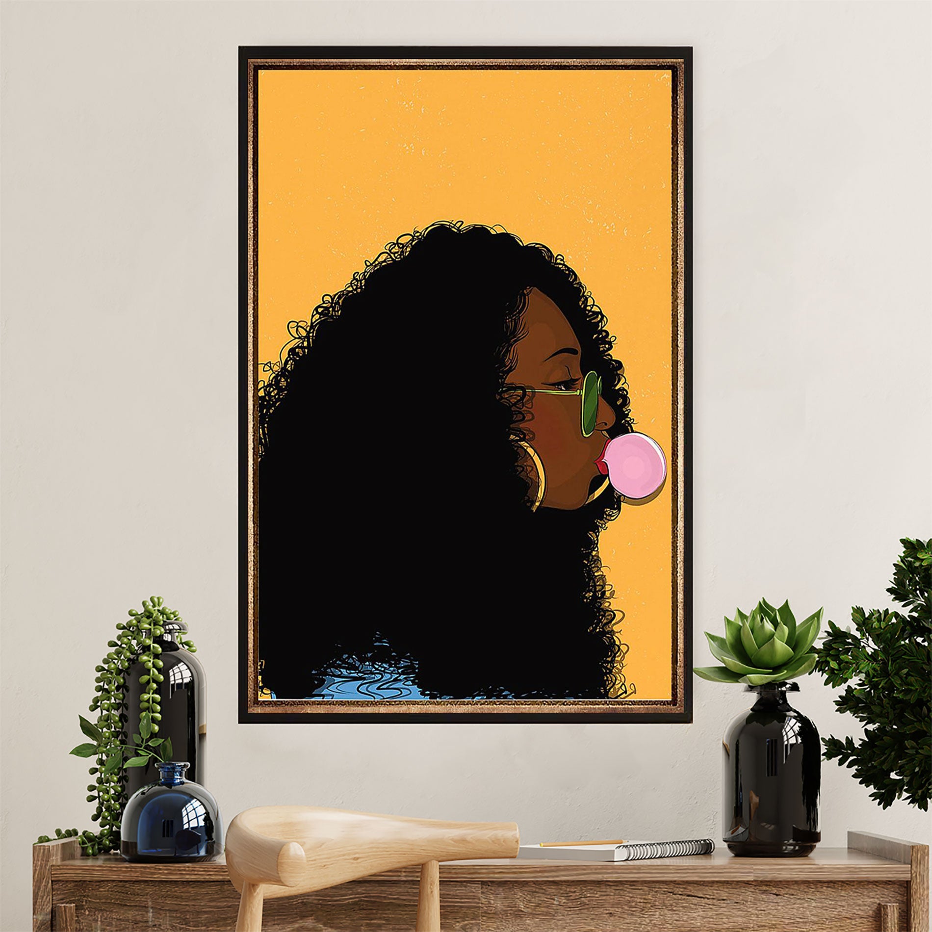 African American Afro Poster Prints | Girl Painting | Wall Art Gift For Black Girl