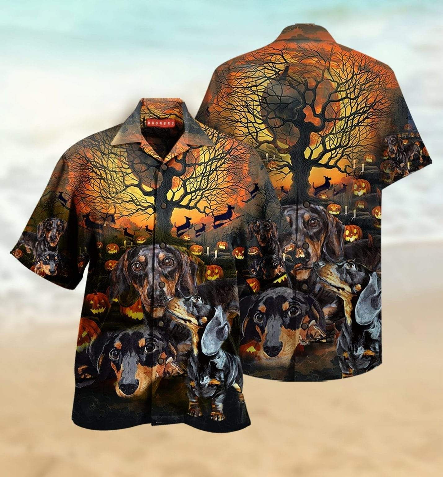 High Quality Halloween Dachshund Dog Hawaii Aloha Shirts Ha57885