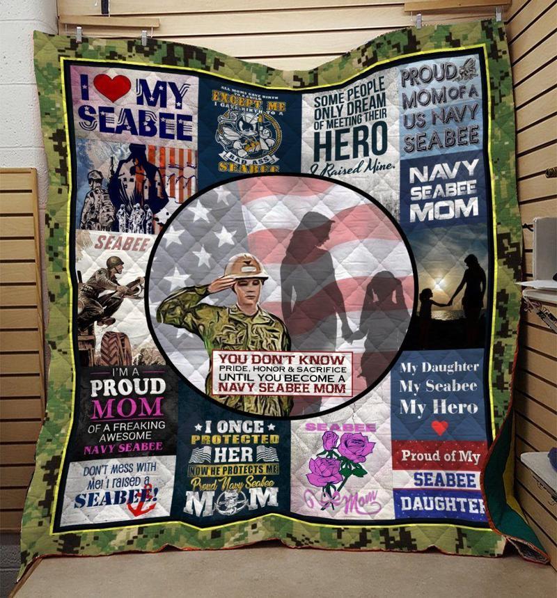 You Don’t Know Pride Honor And Sacrifice Until You Become A Navy Seabee Mom Fleece Blanket Gift Girlfriend