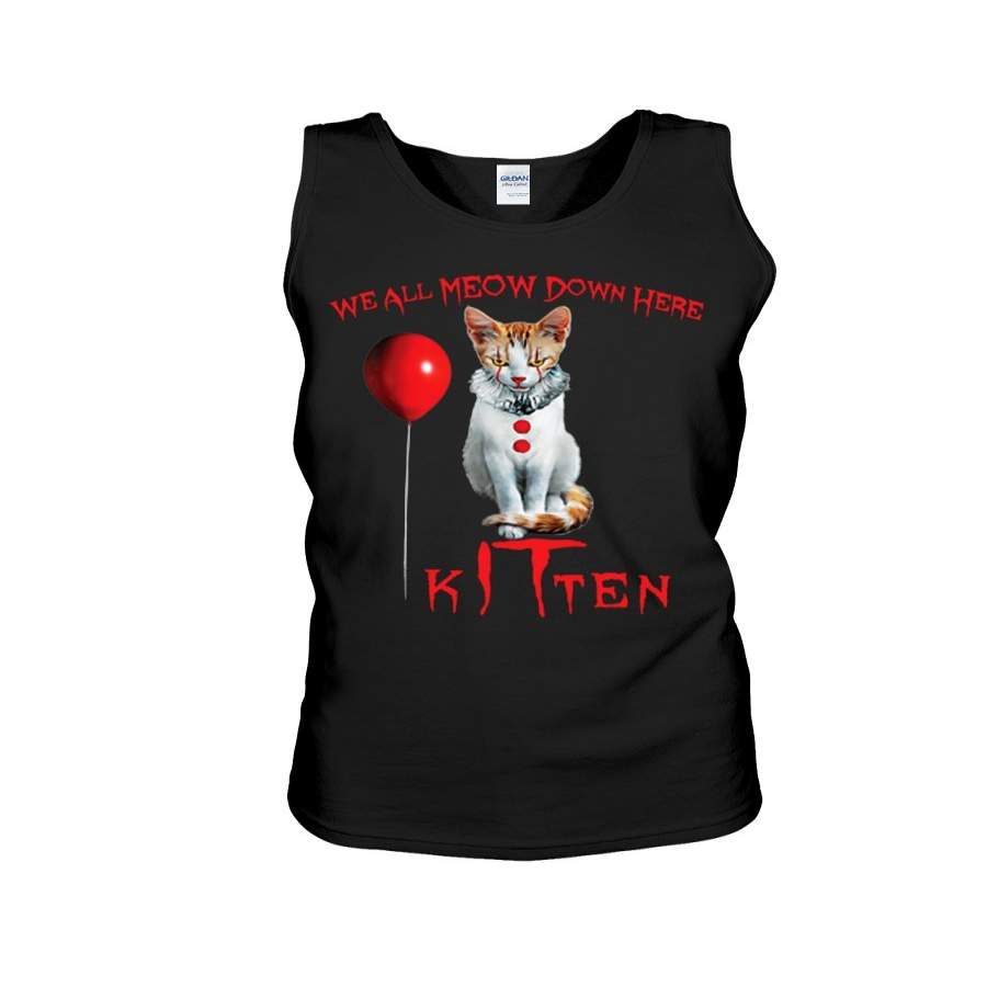 We All Meow Down Here Kitten- Clown Cat Unisex Tank Top