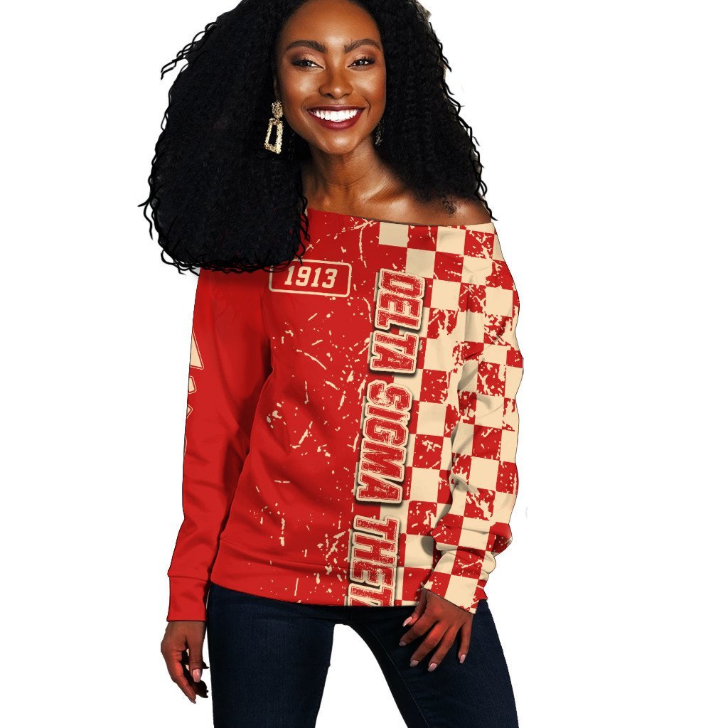 Wonder Print Sweatshirt – Delta Sigma Theta Caro Style Off Shoulder Sweatshirt