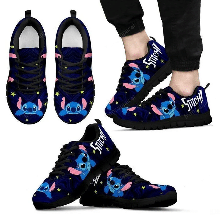 Stitch sneakers Lilo & Stitch Disney ver11 Print Sneakers, Women’s Sneakers, Handmade Crafted sneaker black Shoes birthday gift Fashion Fly Sneakers TL97