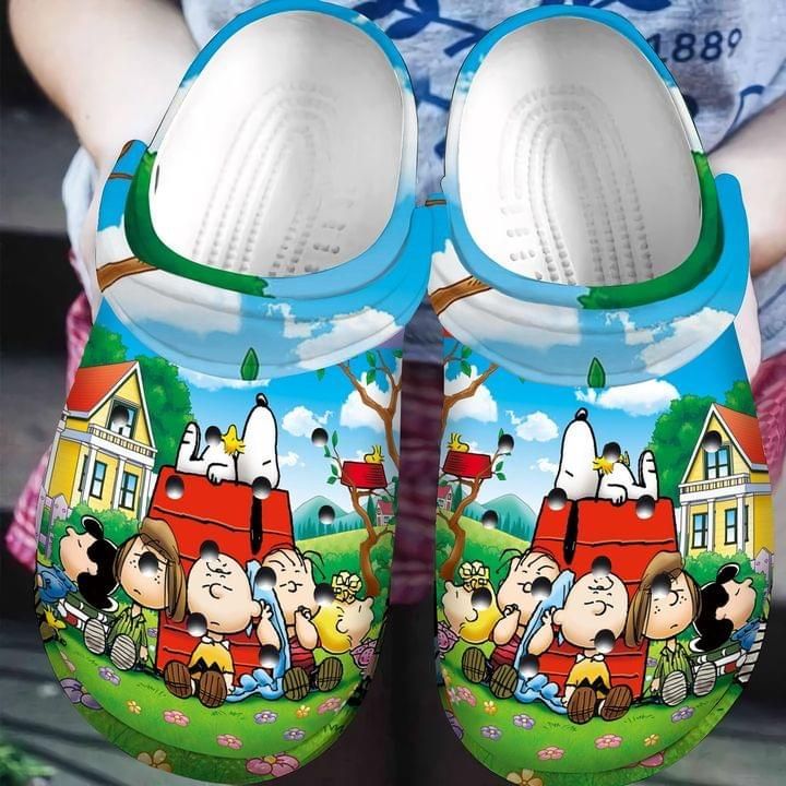 Snoopy Dog And Charlie Brown With Friends Gift For Lover Rubber Crocs Crocband Clogs Comfy Footwear