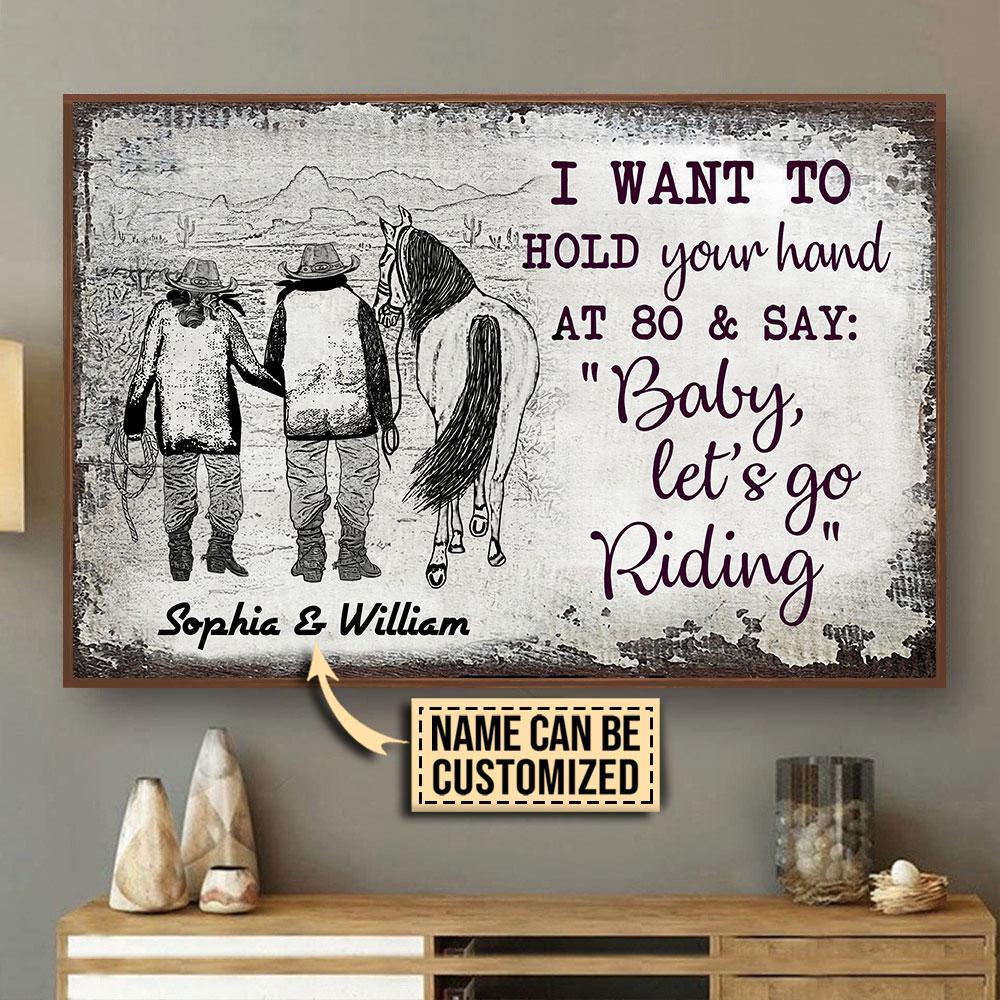 Aeticon Gifts Personalized Cowboy Lets Go Riding Sketch Canvas Mom Dad Gift Home Decor