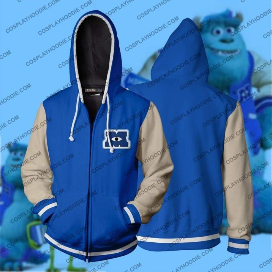 Monsters University Uniform Hoodie Cosplay Jacket Zip Up