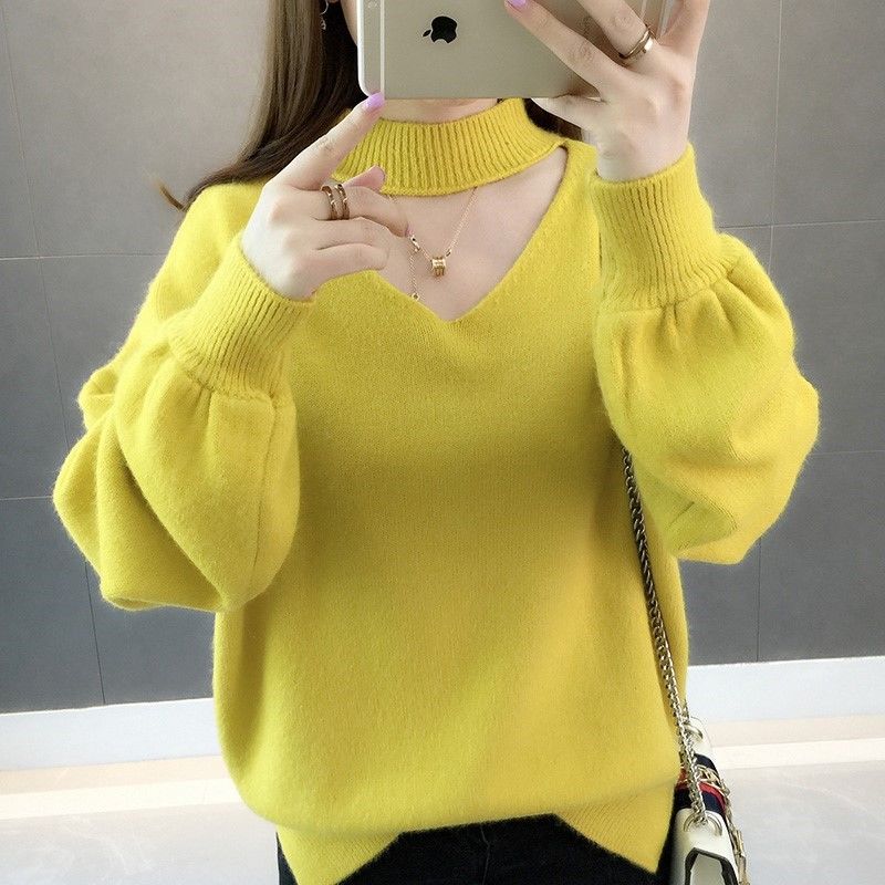 Woman Sweaters Velvet Padded Sweater Autumn Winter Pullover Thick Loose Lantern Sleeve Sweater Femme Chandails Pull Hiver alx