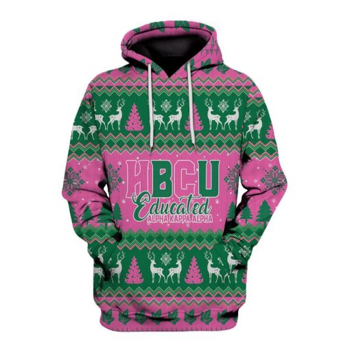 Hbcu Educated Alpha Kappa Alpha Aka Pattern Ugly Christmas Hoodie Sweatshirt