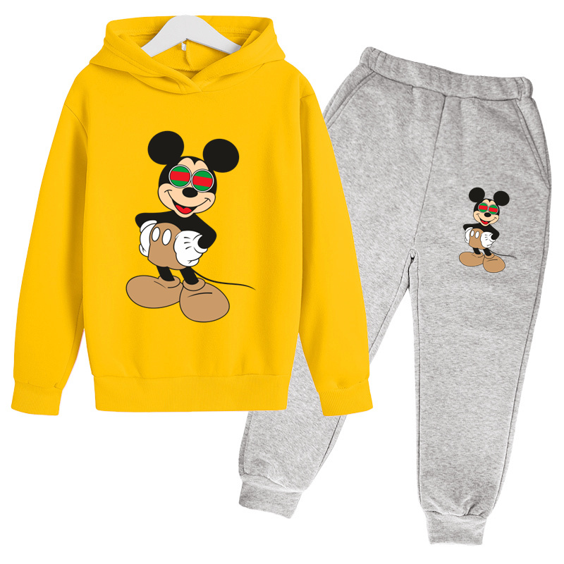 Baby Boys Girls Mouse Mickey Hoodie Girls Minnie Sweatshirt Kids Clothes Casual Children’s Minnie Sweater Two-piece Suit 4-14T alx