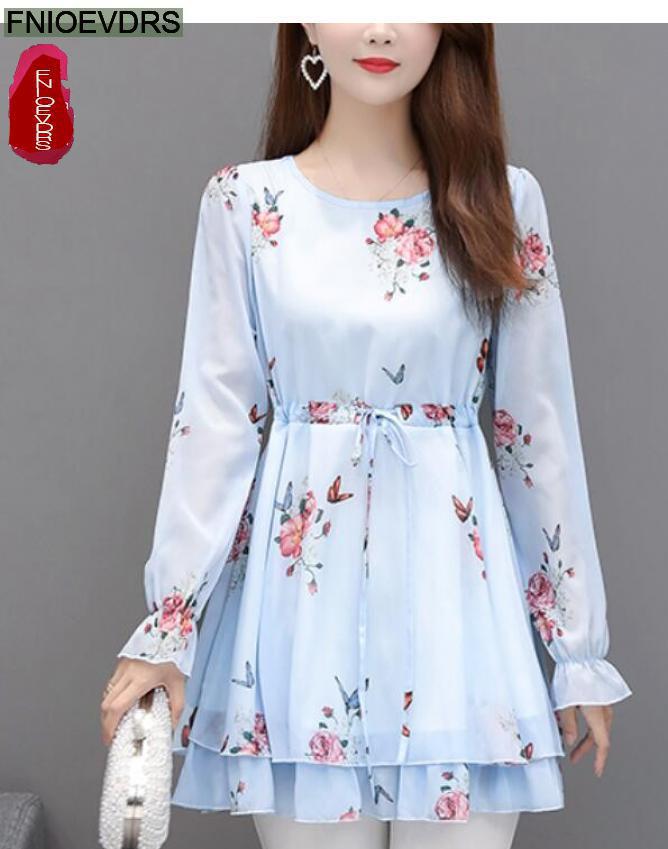 2022 Women Retro Elegant Office Lady Vintage Loose Floral Print Ruffles Peplum Tops Belly Long Tunic Basic Shirts Blouses 4239 alx