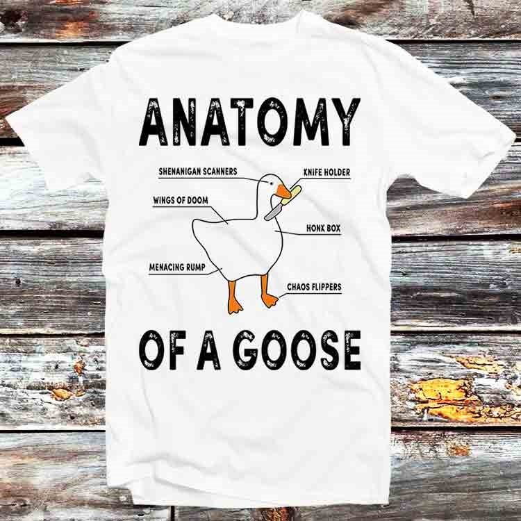 Anatomy of A Goose Funny Duck Graphic Gaming T Shirt Vintage Retro Cool Gift Mens Womens Unisex Cartoon Anime Top Tee B724