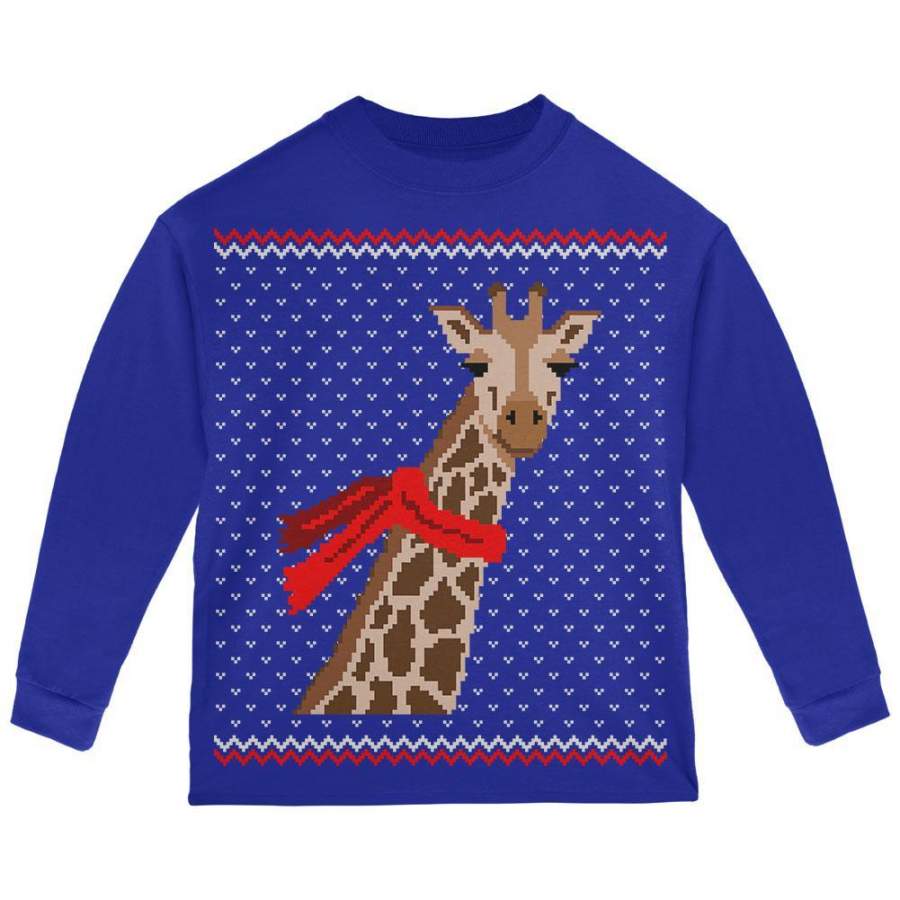 Big Giraffe Scarf Ugly Christmas Sweater Toddler Long Sleeve T Shirt