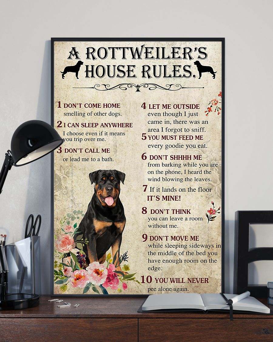 A Rottweiler’s house rules poster