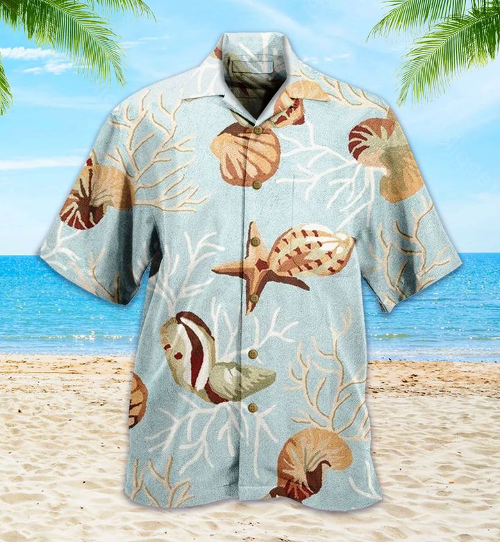 Coral Reef Shells Navy Hawaii Shirt Ha27372