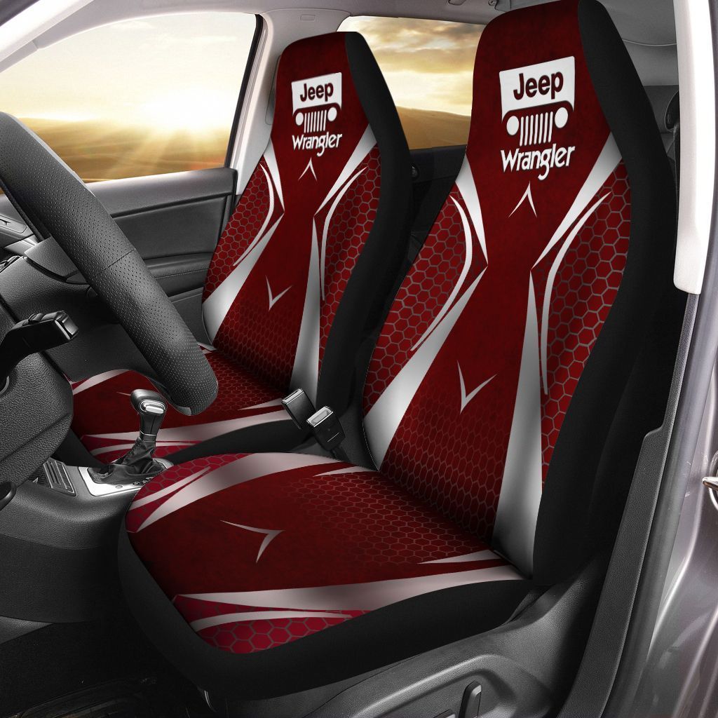 Jeep Wrangler  Car Seat Cover (Set Of 2) Ver 1 (Red)