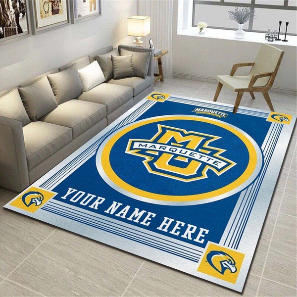 Marquette Golden Eagles Personalized Rug, Team Living Room Carpet, Customized Floor Decor