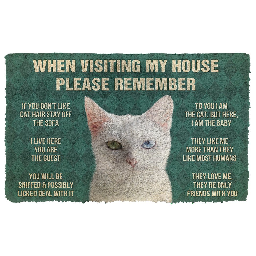 Gearhumans 3D Please Remember Khao Manee Cats House Rules Custom Doormat