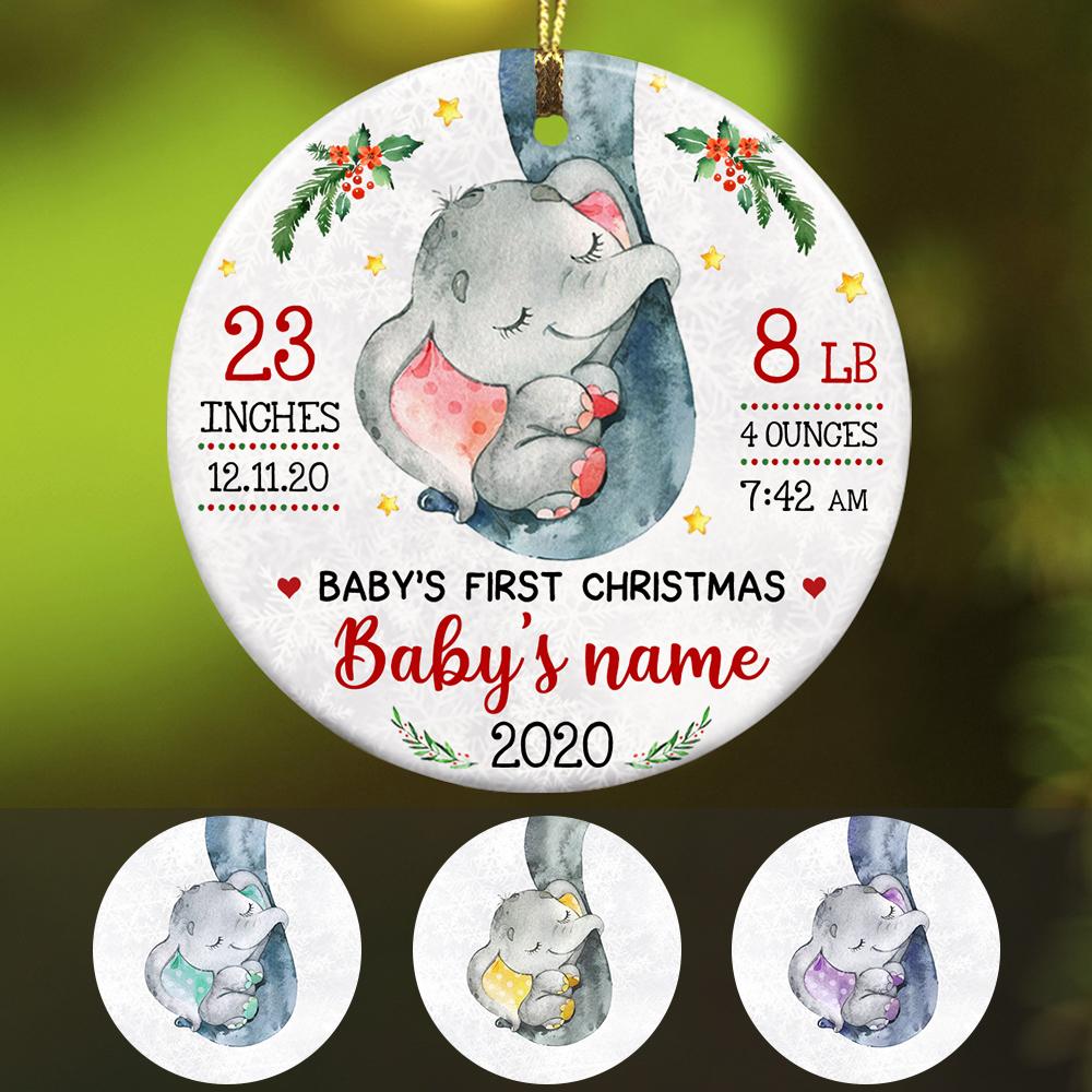 Personalized Elephant Baby First Christmas  Ornament Ob82 67O57