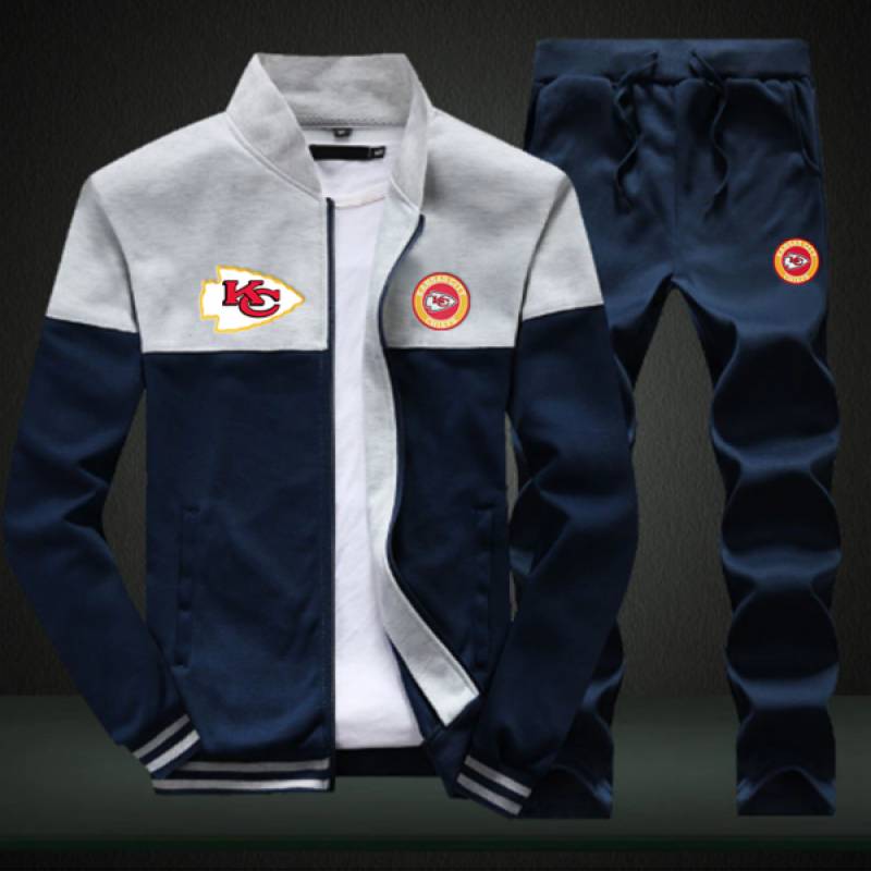 Kansas City Chiefs Sweatshirt +Sweatpants Mens Clothing 2 Pieces Sets Slim Tracksuit