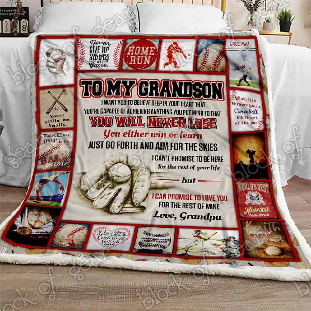 Baseball Grandson, Love, Grandpa Sofa Throw Blanket