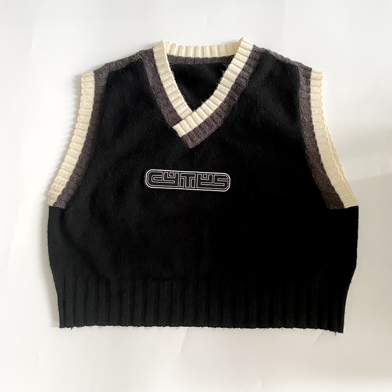 Allukasa Old School 2021 Oversized Knitted Vest Top Women Vintage Sleeveless Sweater Tank Tops Chic Street Girls Waistcoat alx