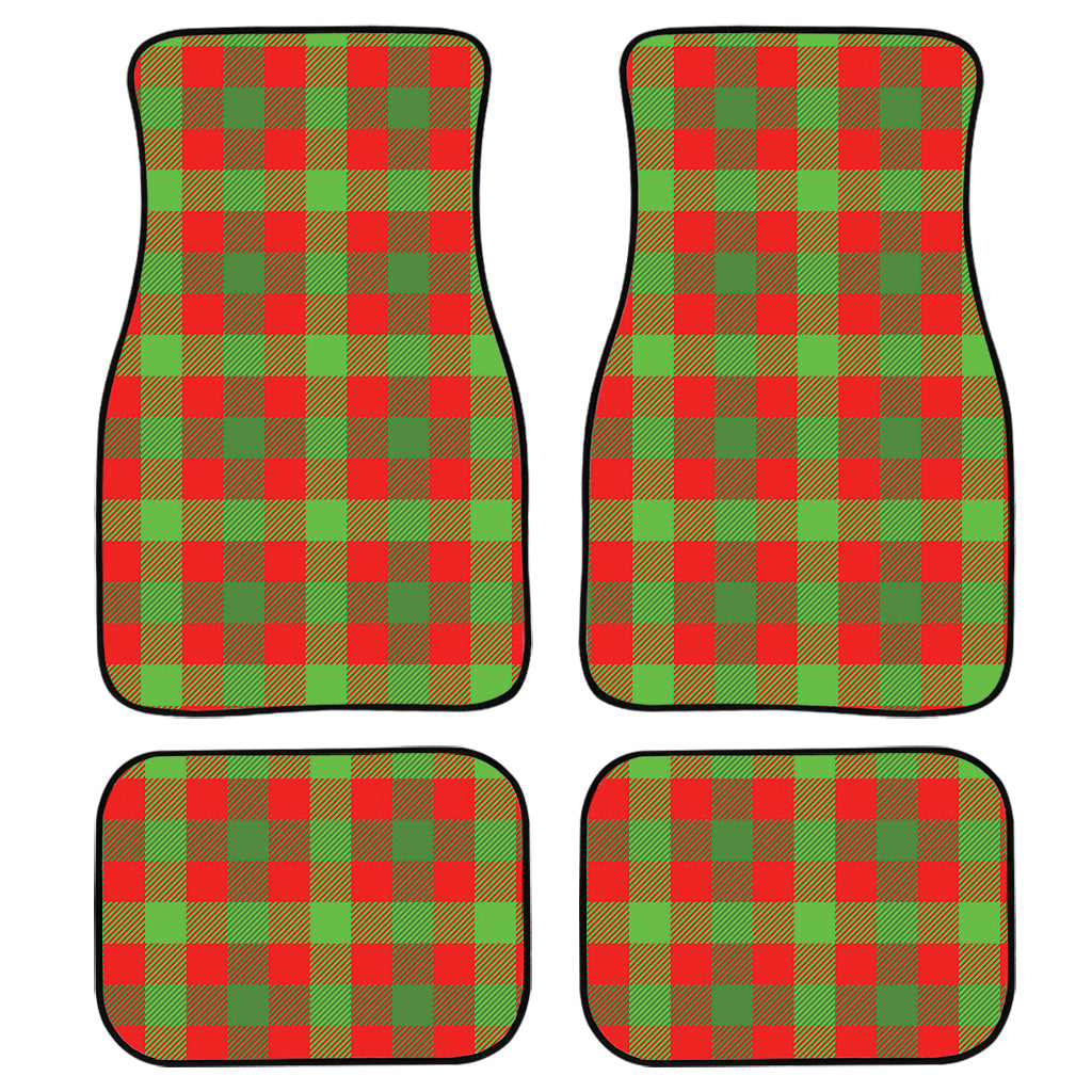 Christmas Buffalo Plaid Print Front And Back Car Floor Mats, Front Car Mat