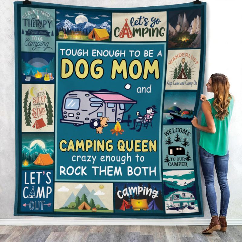 Camping Queen Dog Mom Fleece Blanket, Custom Blankets, Blanket Sofa Bed, 3d Print Blanket, Sherpa Blanket, Weighted Blanket, Picnic Blanket, Electric Blanket