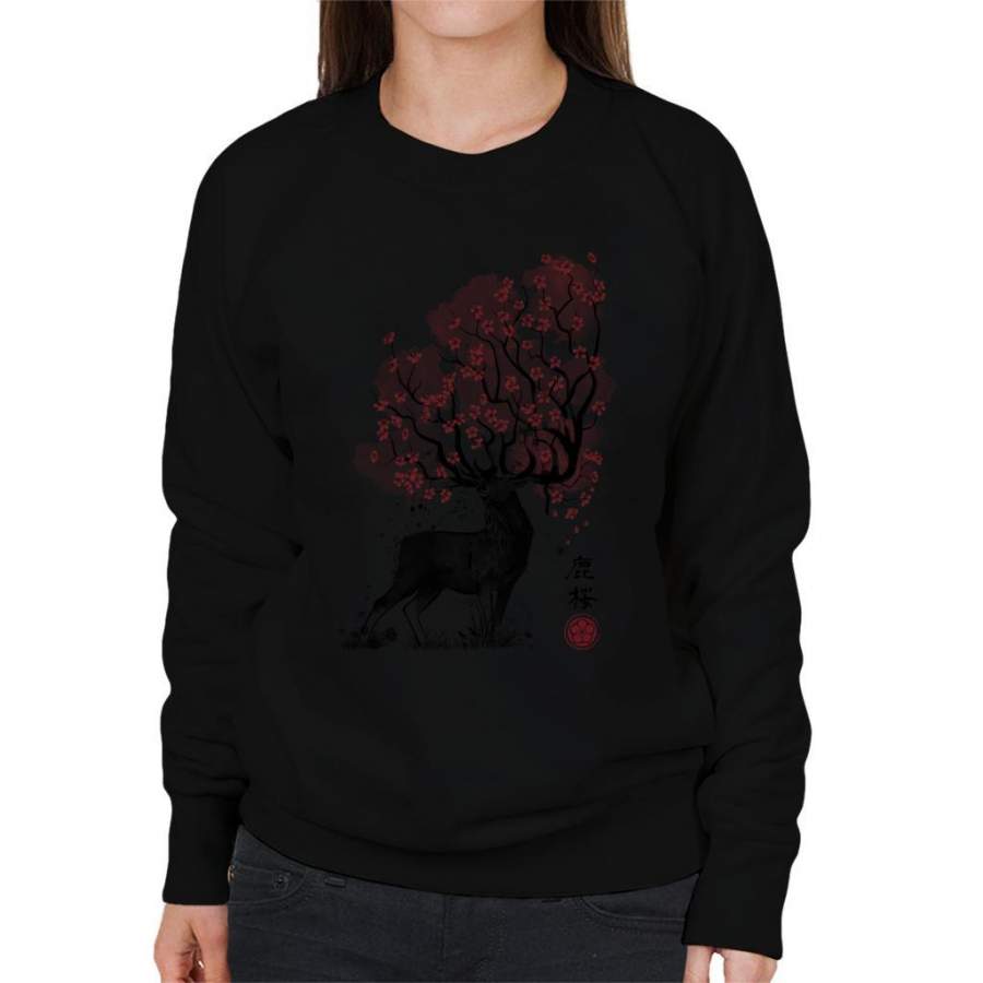 Sakura Deer Cherry Blossom Women’s Sweatshirt