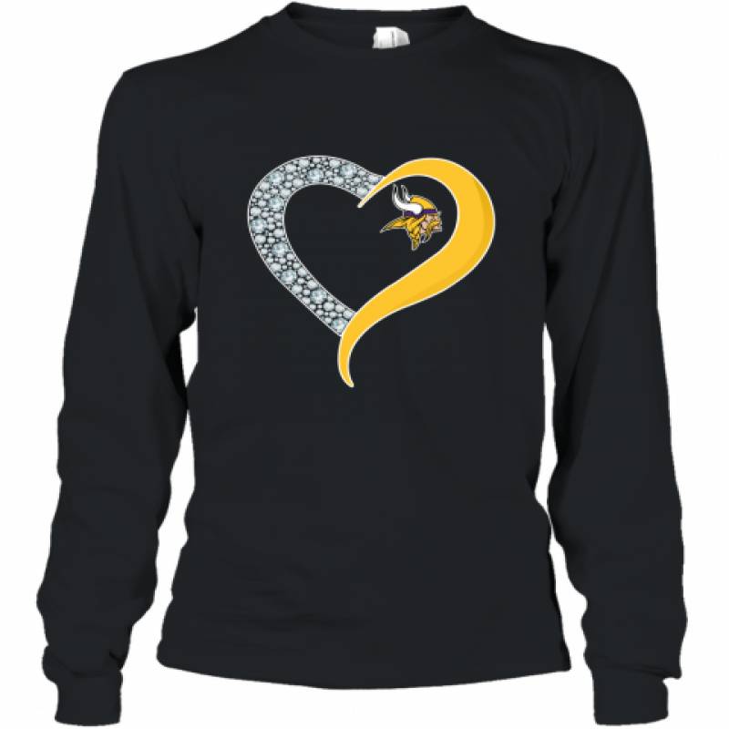 Diamond Minnesota Vikings Heart shirt Long Sleeve T-Shirt