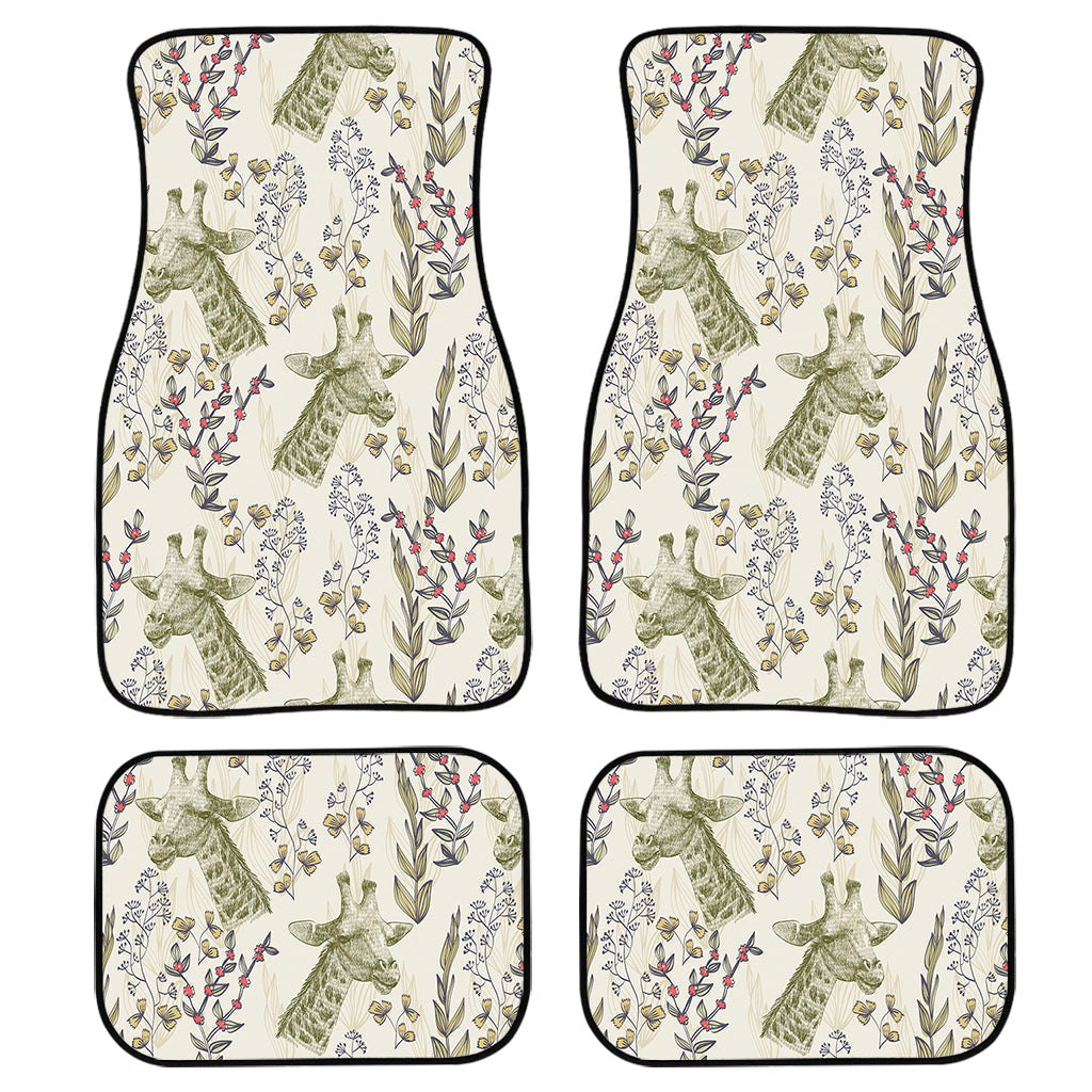 Vintage Giraffe Print Front And Back Car Floor Mats, Front Car Mat