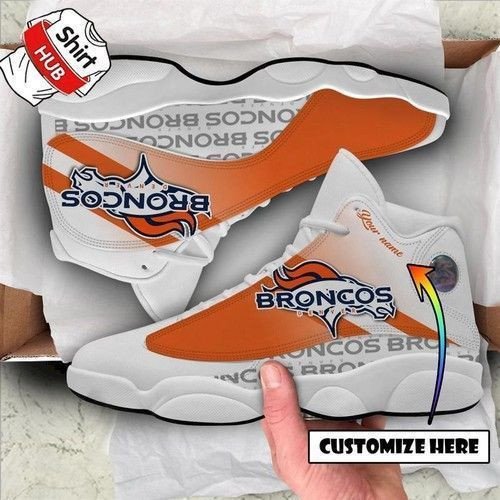 Denver Broncos Football Logo Team Air Jordan 13 Printing Shoes Sneaker