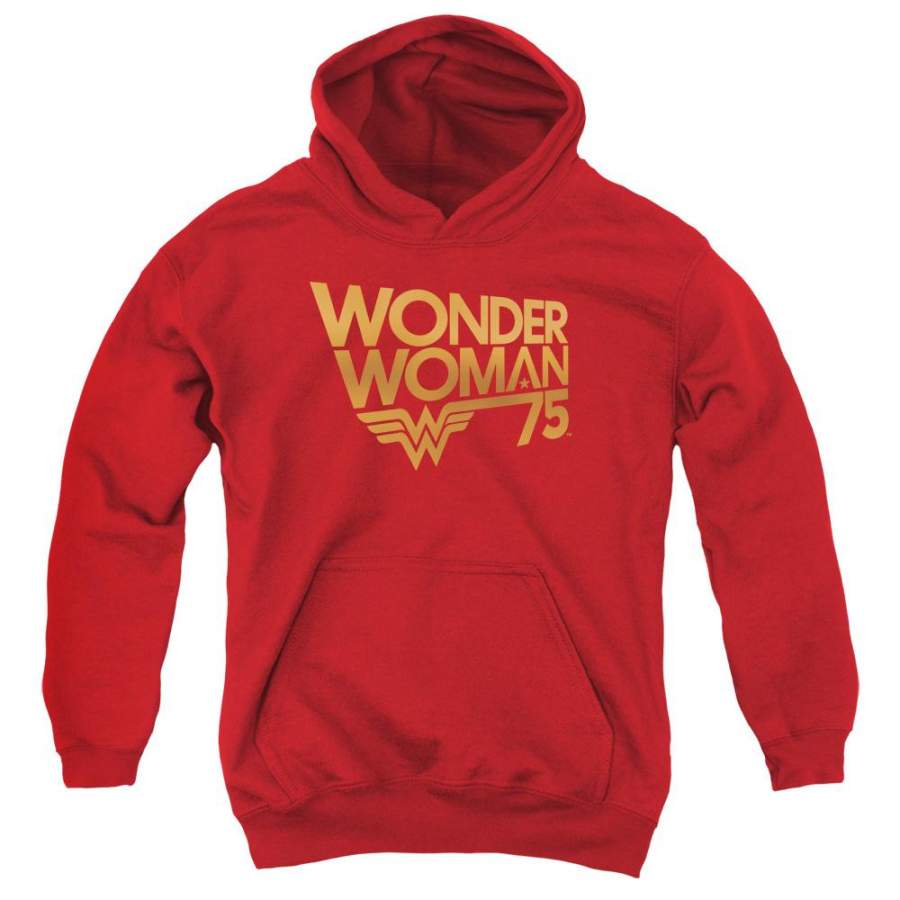 Wonder Woman Wonder Woman 75th Anniversary Gold Logo Youth Hoodie (Ages 8-12)