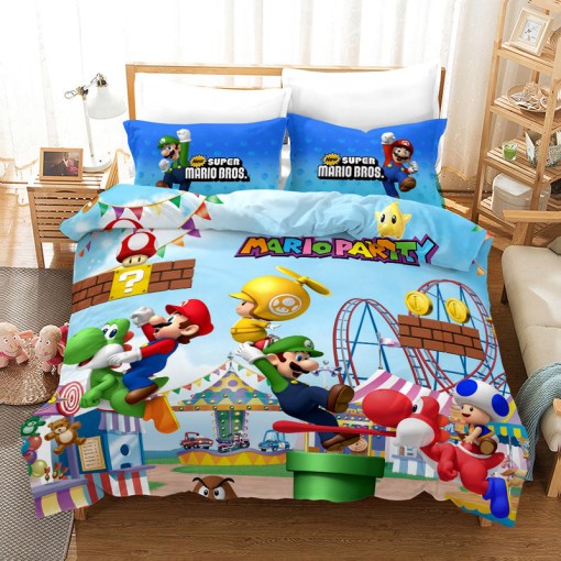 Super Smash Bros Ultimate Mario 24 Duvet Cover Pillowcase Home Decor 3D Bedding Set