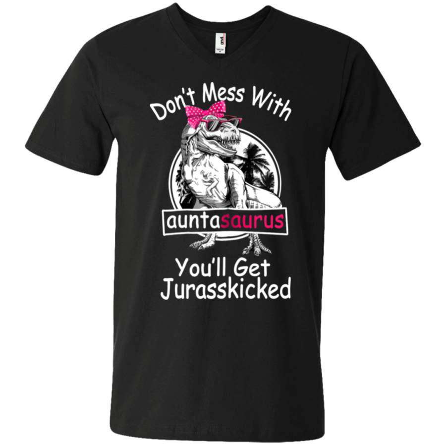 AGR Don’t Mess With Auntasaurus Unisex V-neck